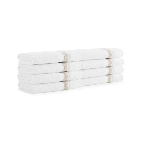 Monarch Brands Aegean Recycled Washcloths 13in x 13in - Stripe, Beige, 8PK P-WC-RT-1313-BG - main